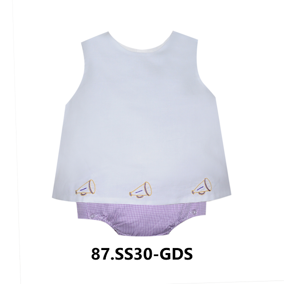 Southern Saturday - Purple and Gold Megaphone Diaper Cover Set