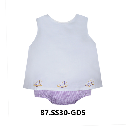 Southern Saturday - Purple and Gold Megaphone Diaper Cover Set