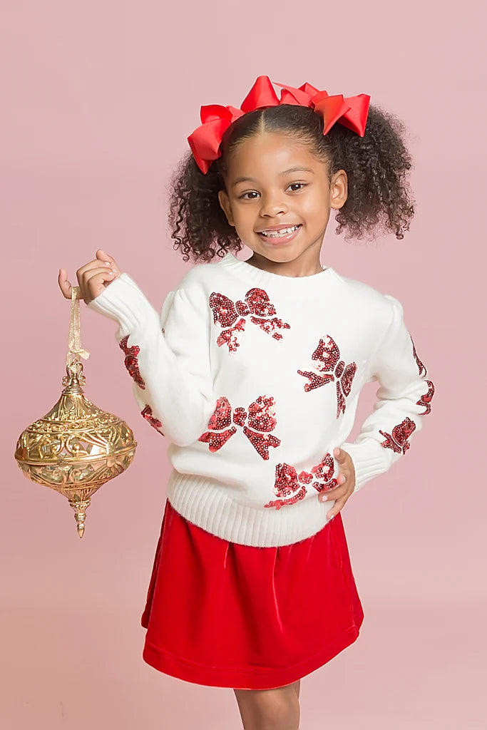 Belle Cher - White Sweater w Red Bows