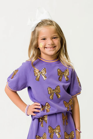 Belle Cher - Purple Gold Bow Top