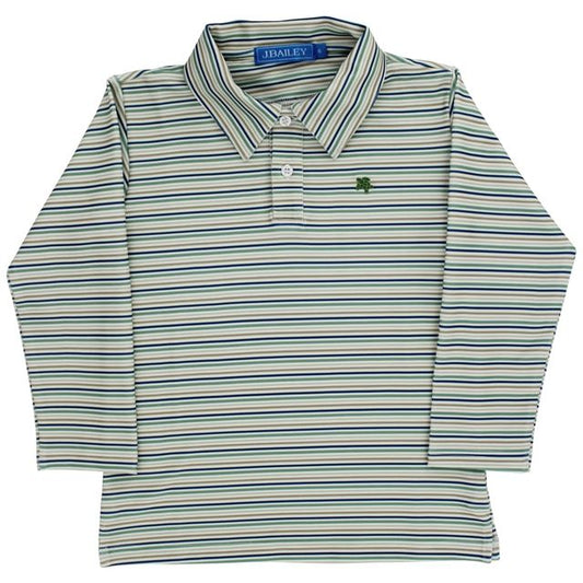 Bailey Boys - Olive Stripe Perf. Polo