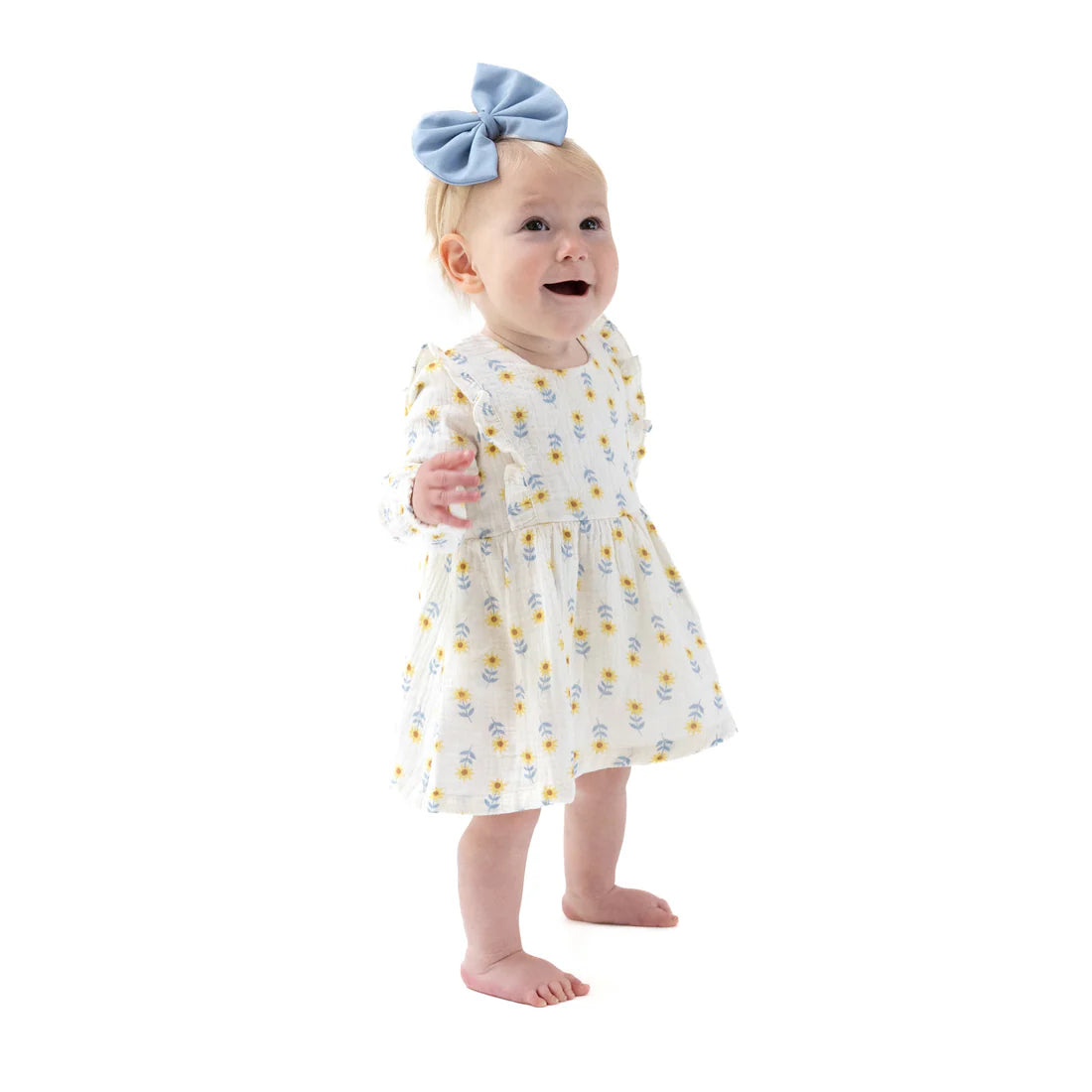 Angel Dear - Western Sunflower Ruffle Long Sleeve Bubble with Skirt