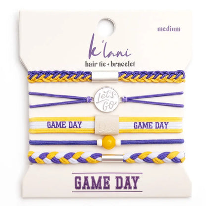 K'lani - Purple & Gold Gameday Hair Tie Bracelets
