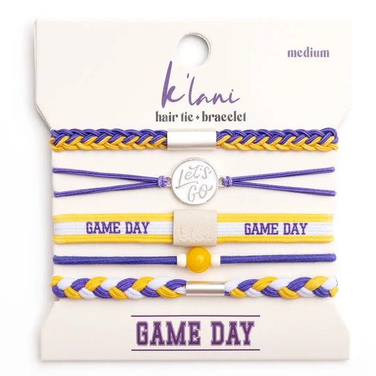 K'lani - Purple & Gold Gameday Hair Tie Bracelets