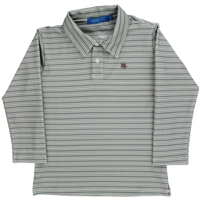 Bailey Boys - Grey Stripe Perf. Polo