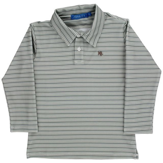 Bailey Boys - Grey Stripe Perf. Polo