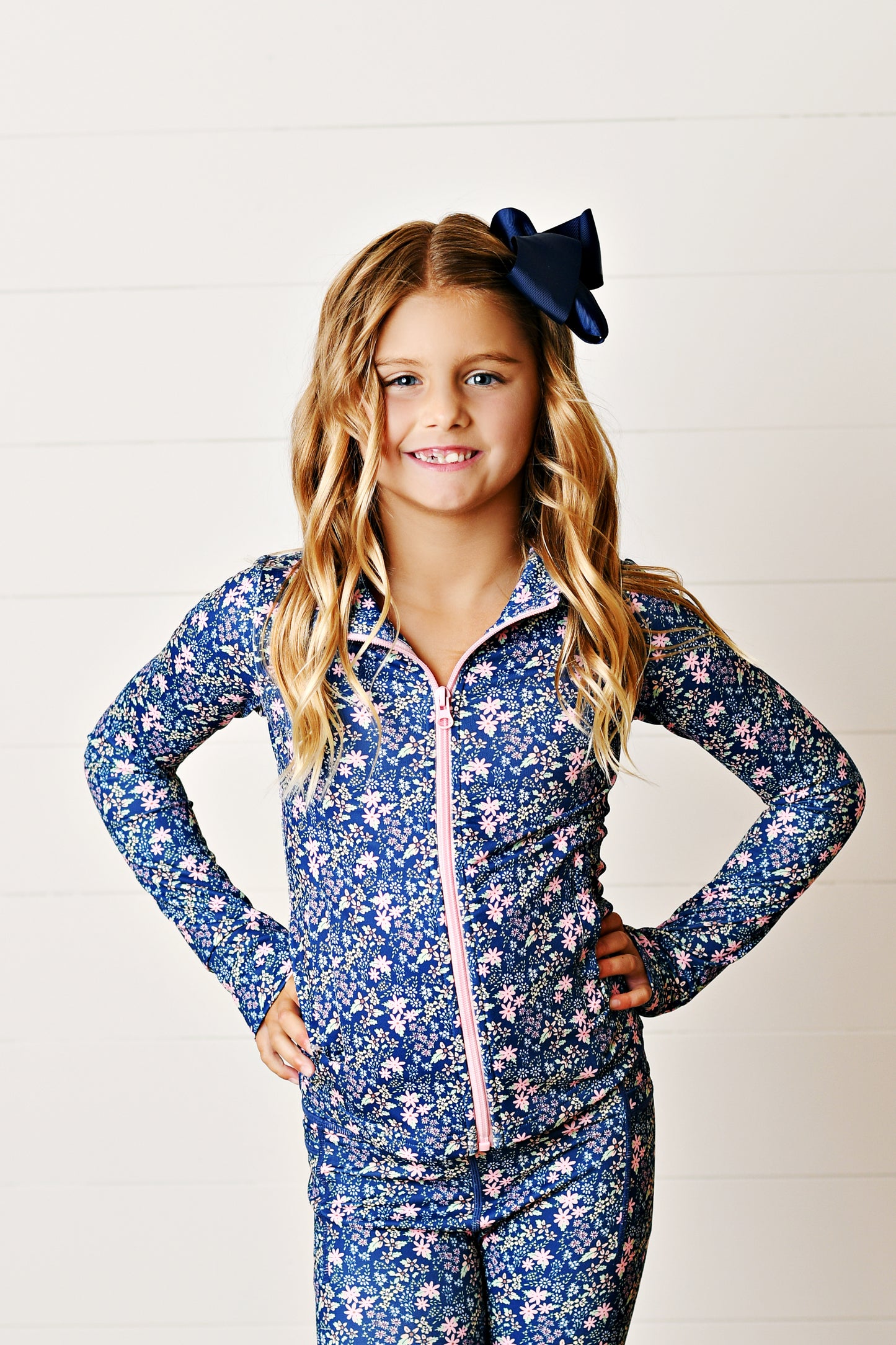 Swoon Baby - Navy Ditsy Active Zip Up Jacket