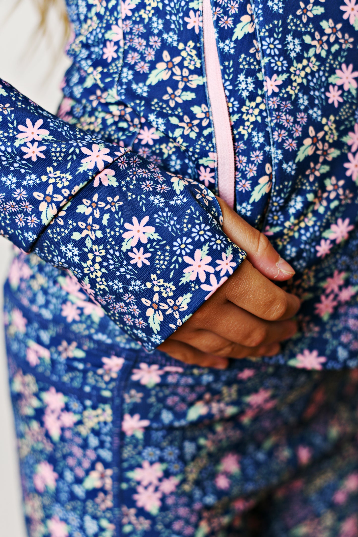 Swoon Baby - Navy Ditsy Active Zip Up Jacket