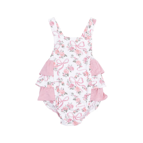 Angel Dear - Ribbon and Flowers Ruffle Sunsuit