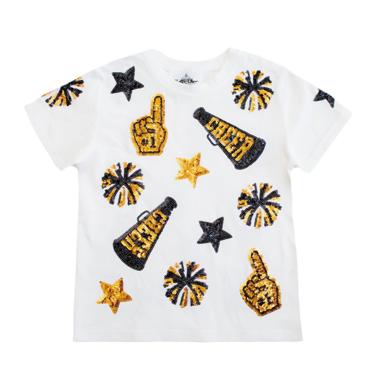 Belle Cher - Black and Gold Sequin Tee