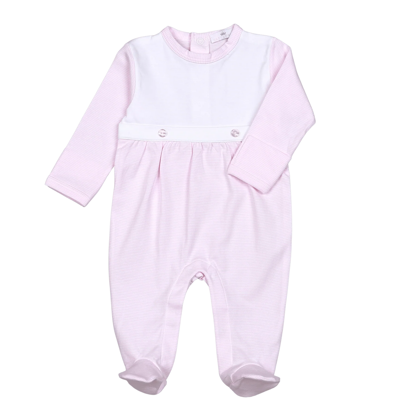 Baby Loren - Pink Stripes Pima Bib Footie