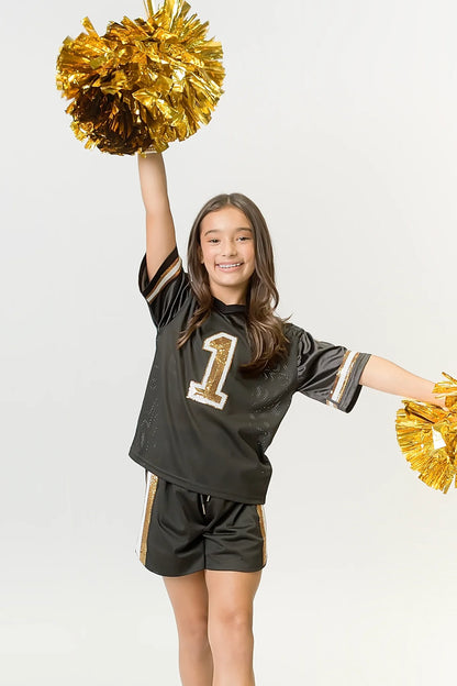 Belle Cher - Black And Gold Sequin Jersey