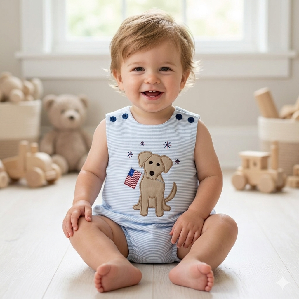 Bailey Boys - Boy's Patriotic Pup Knit Infant Bubble