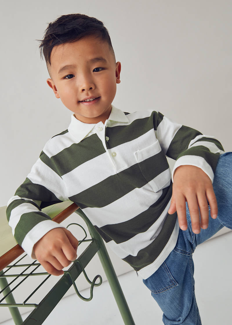 Mayoral - Olive Striped Polo
