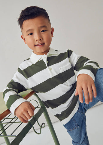 Mayoral - Olive Striped Polo