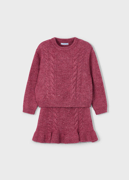 Mayoral - Sweater Skirt Set- Cherry
