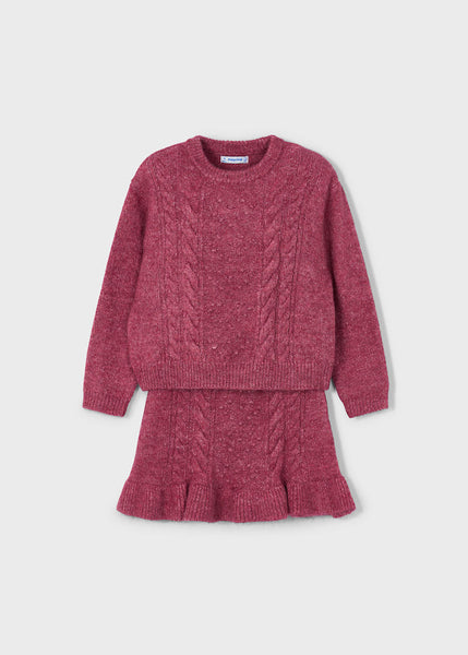 Mayoral - Sweater Skirt Set- Cherry