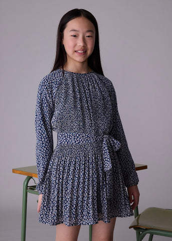 Mayoral - Navy Pleated Dress w Belt