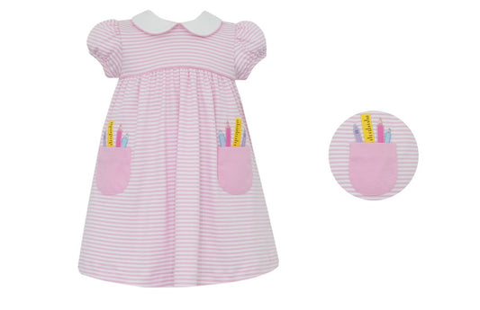 Claire & Charlie - pink knit stripe float with pockets