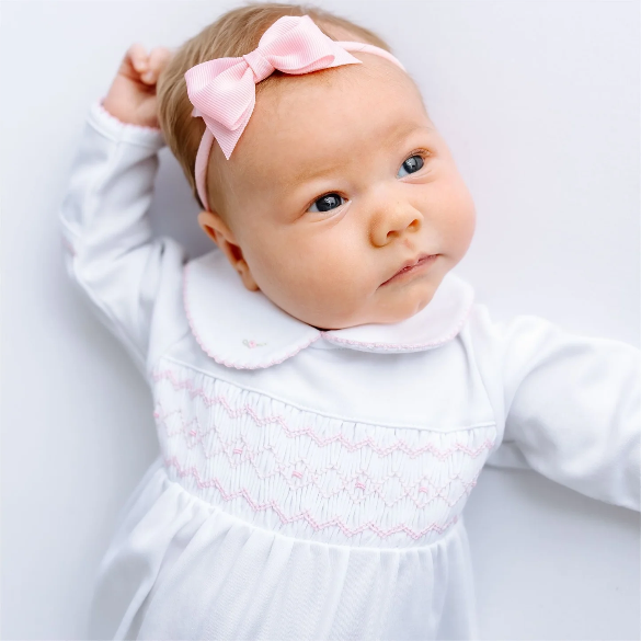 Magnolia Baby - Lizzie and Landon's Smocked Collared Footie - Pink