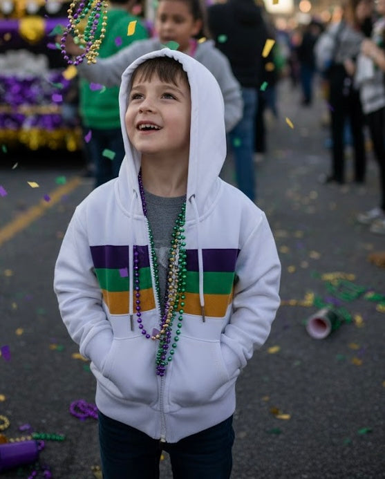 Lulu Bebe - Mardi Gras Rugby Zip Up Hoodie
