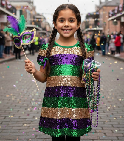 Lulu Bebe - S/S Sequin Dress Mardi Gras