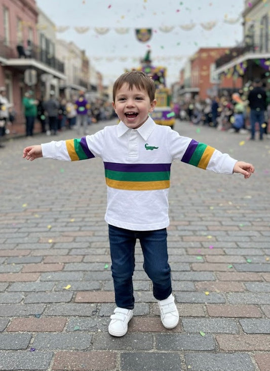 Lulu Bebe - Mardi Gras Rugby Collared Shirt