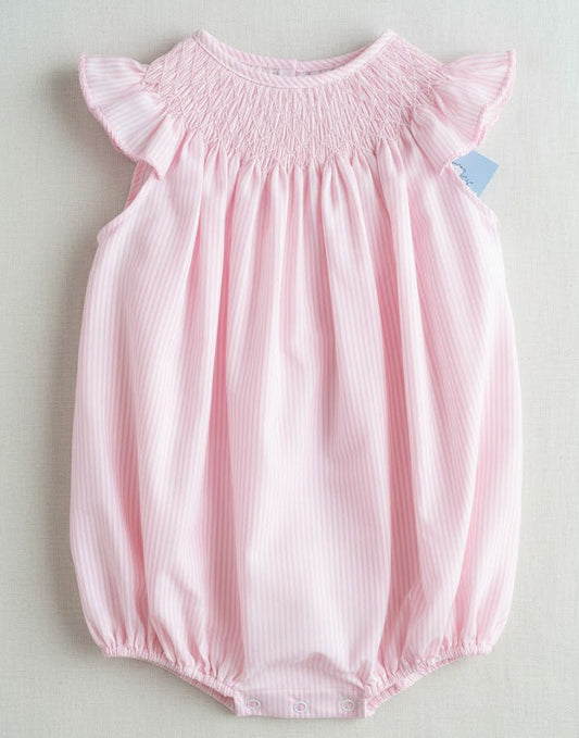Charming Little Ones - Pink Striped Smocked Bubble