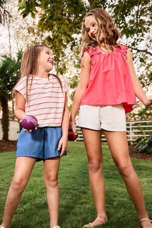 Pleat - Remi Short- Soft Denim