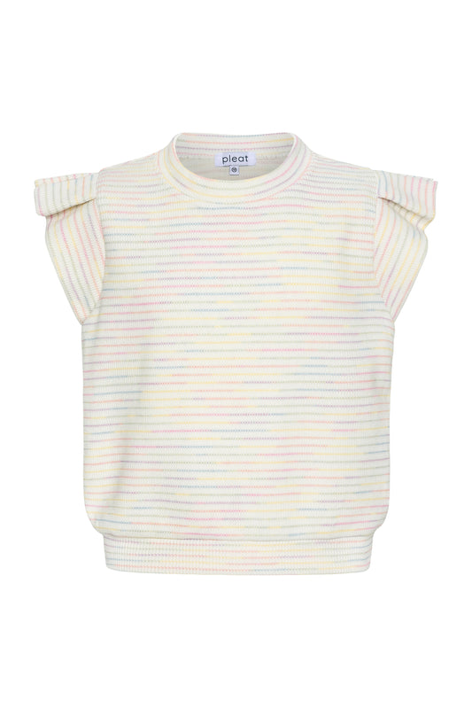 Pleat Olivia Top-Rainbow Stripe Knit