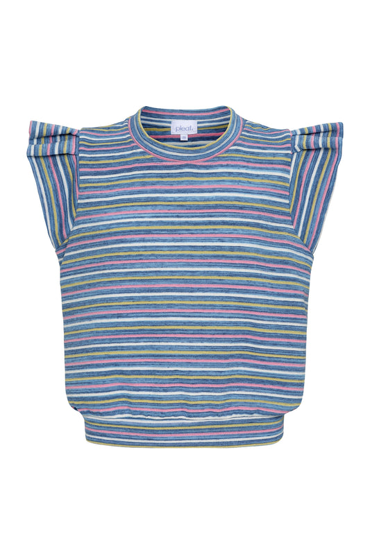 Pleat Olivia Top-Multi Stripe