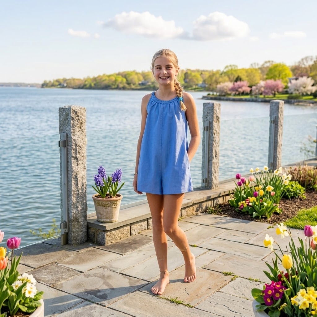 Little Olin -  Blue Chambray Romper