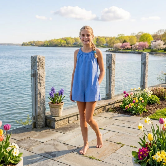 Little Olin -  Blue Chambray Romper