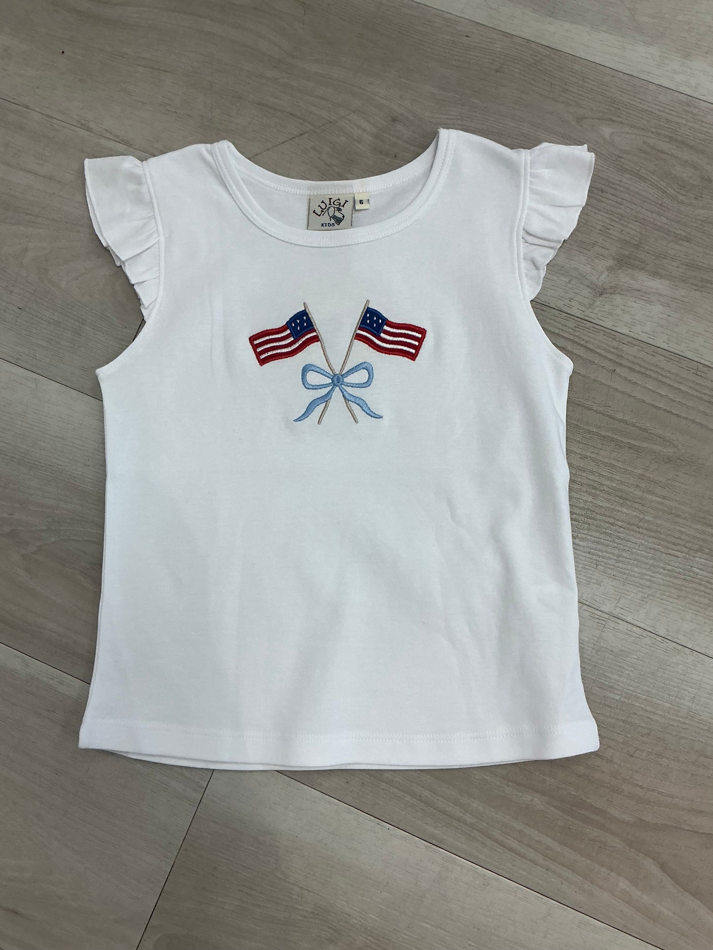 Acvisa - Girl White American Flag Shirt