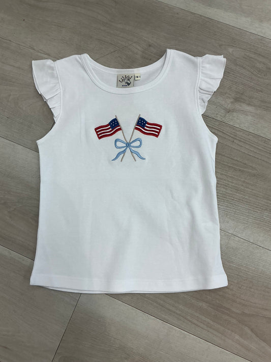 Acvisa - Girl White American Flag Shirt