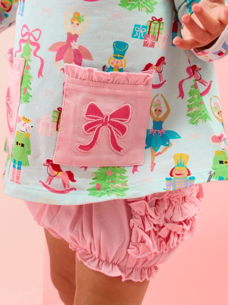 RuffleButts - Nutcracker Wishes Knit Long Sleeve Applique Pocket Swing Set