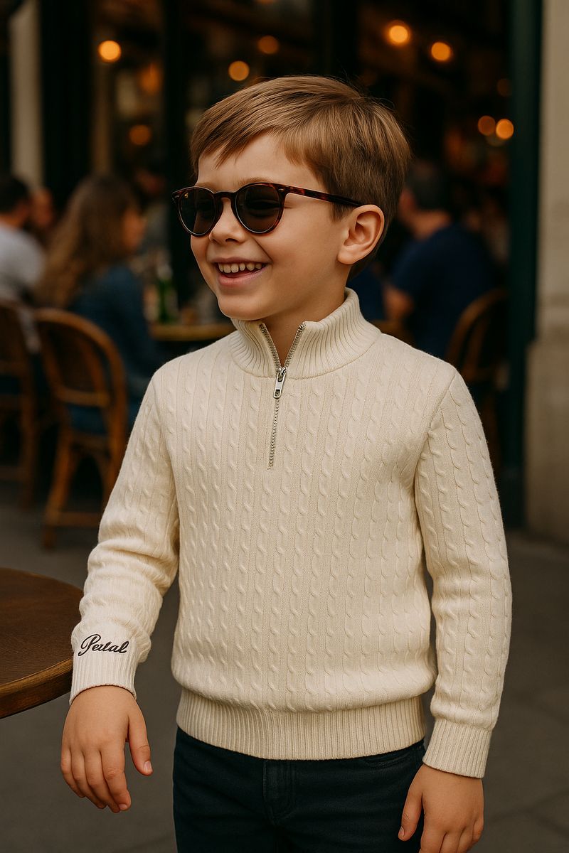 Pedal - Ivory 1/4 Zip Mini Cable Sweater