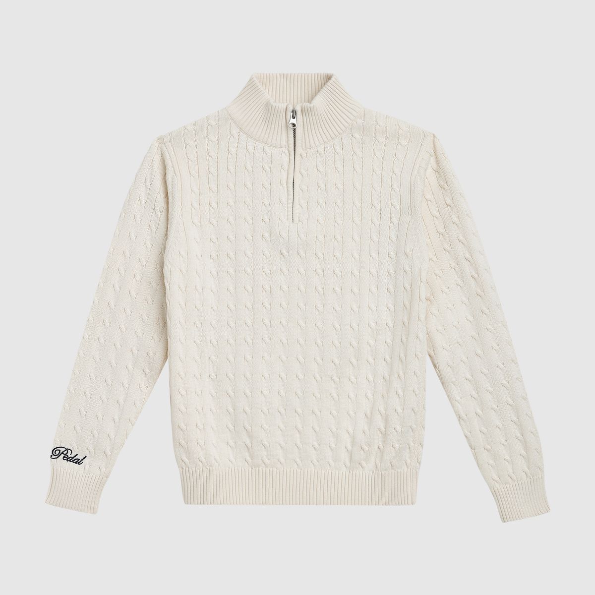 Pedal - Ivory 1/4 Zip Mini Cable Sweater