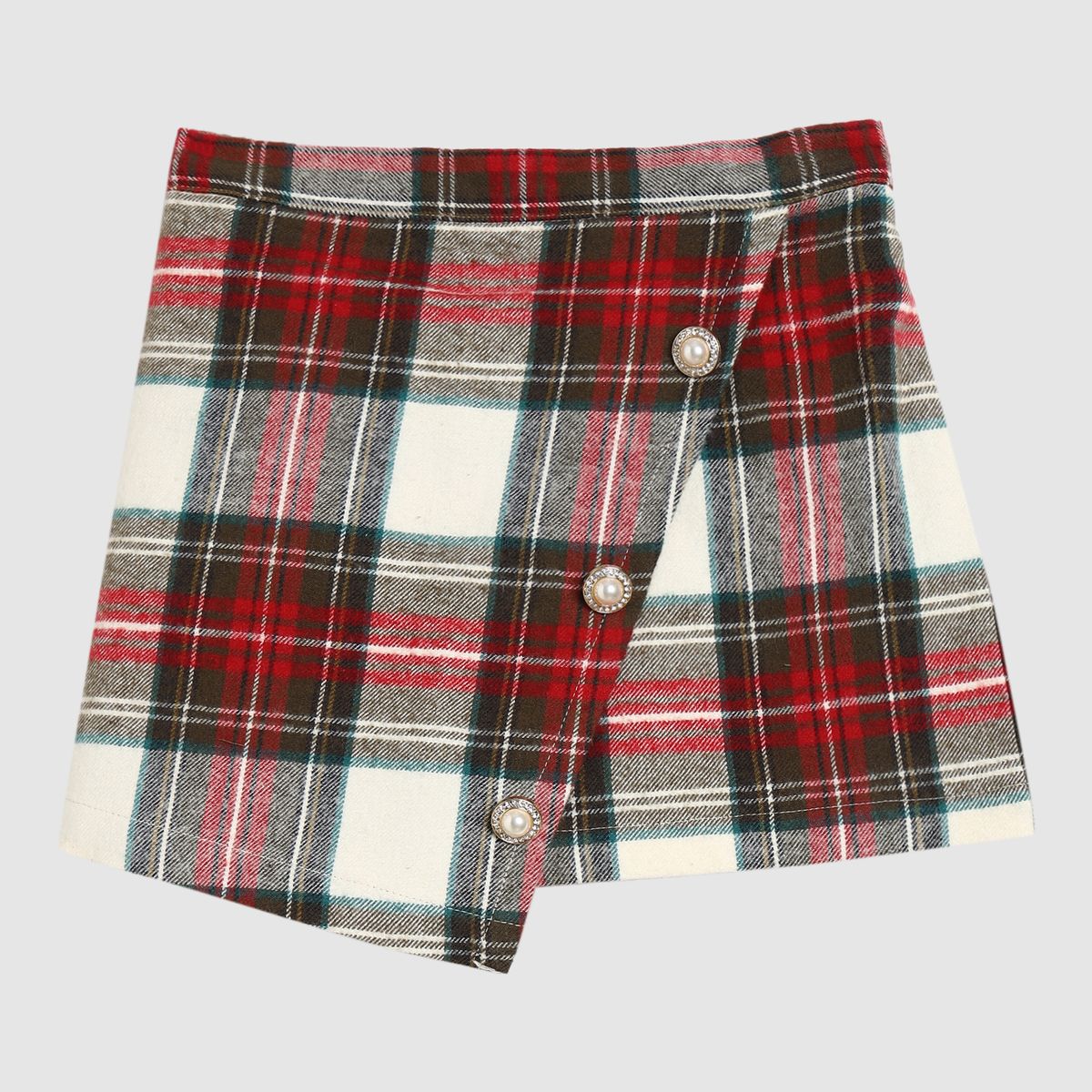 Pedal - Ivory/Red Plaid Skort