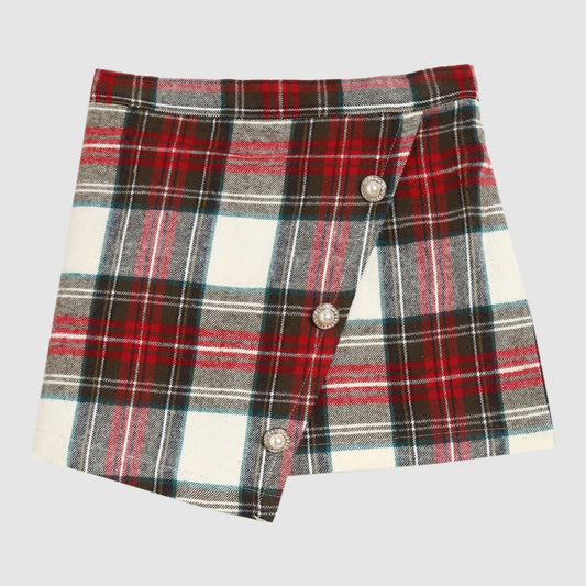 Pedal - Ivory/Red Plaid Skort