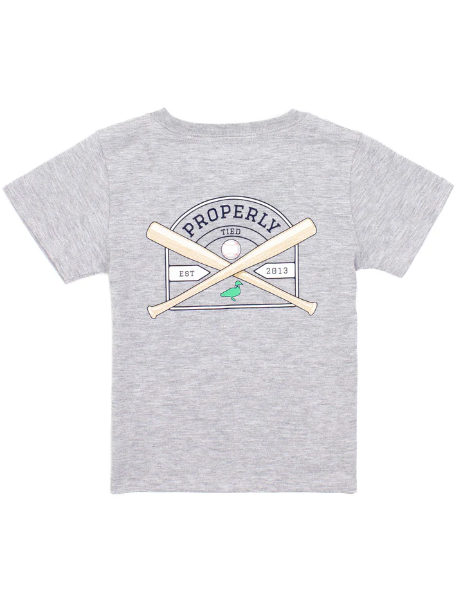 Properly Tied - Baseball Shield Short Sleeve Tee Grey