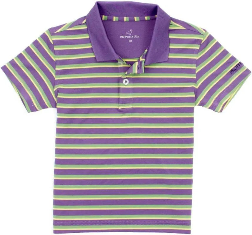 Properly Tied - Mardi Gras Striped Polo