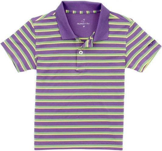 Properly Tied - Mardi Gras Striped Polo