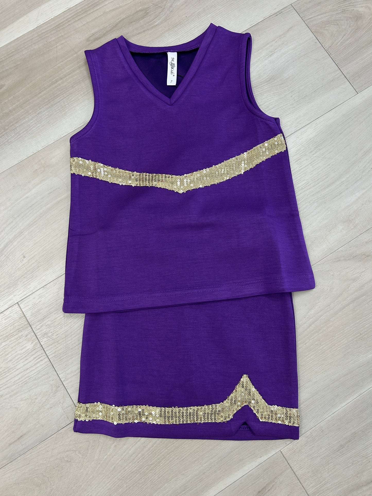 M.L. Kids - Purple & Gold Game Day V- Stripe Cheer  Set