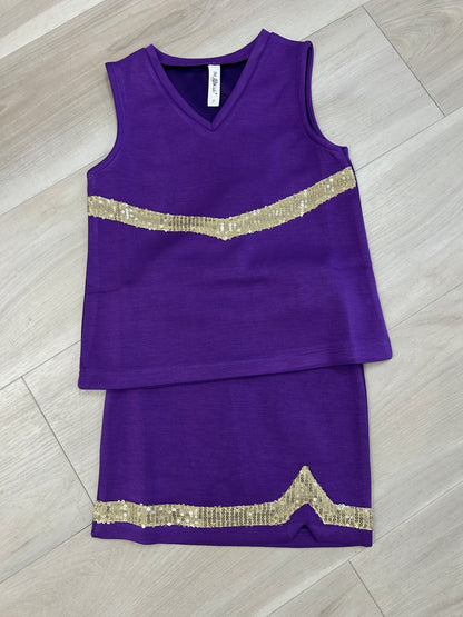 M.L. Kids - Purple & Gold Game Day V- Stripe Cheer  Set
