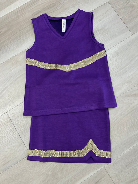 M.L. Kids - Purple & Gold Game Day V- Stripe Cheer  Set