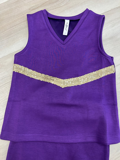 M.L. Kids - Purple & Gold Game Day V- Stripe Cheer  Set