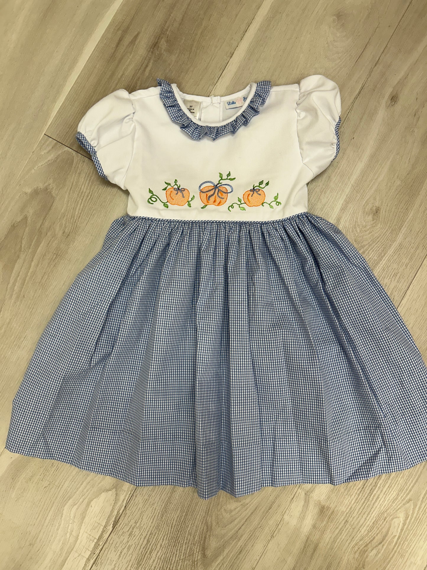 Lulu Bebe - Blue/White gingham pumpkin