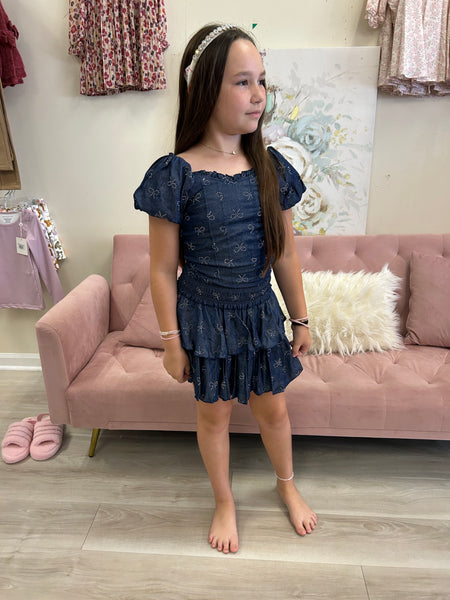 Flowers By Zoe - Denim Chambray Silver Top