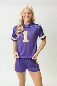 Belle Cher - Purple Lsu Jersey Shirt